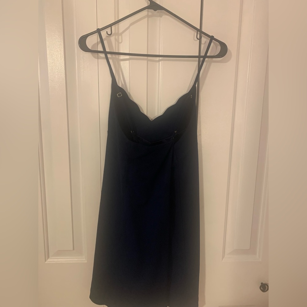 Gianni Bini Faux Suede Deep Blue Scalloped Dress - Picture 5 of 5